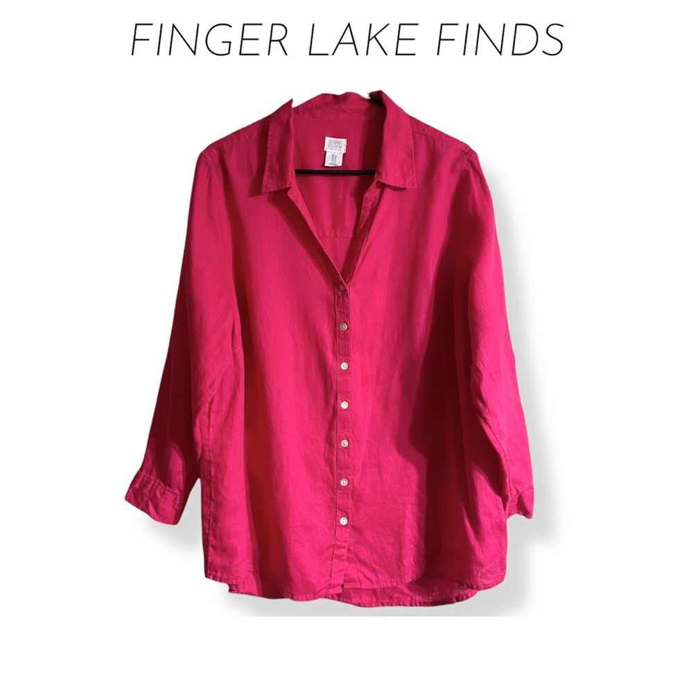 Sigrid Olsen Vibrant Pink Linen Blouse, 1X